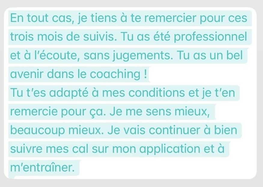 Message d'une cliente